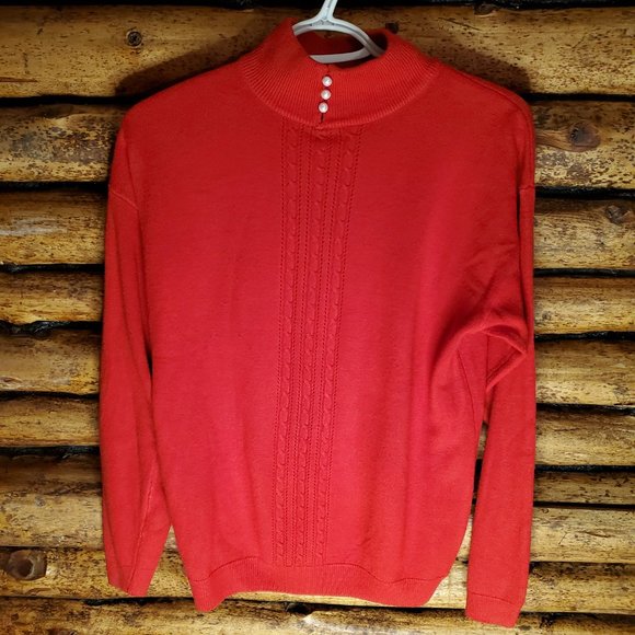 Vintage Mock Neck Sweater With Pearl Details Medium - Picture 4 of 9